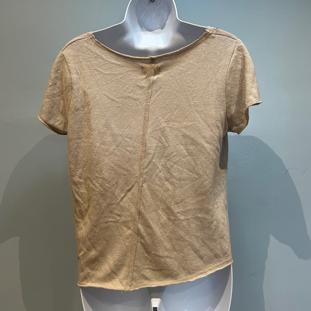 PST Project Social T Los Angeles Casual Tan Cream V-Neck Small - Picture 5 of 9